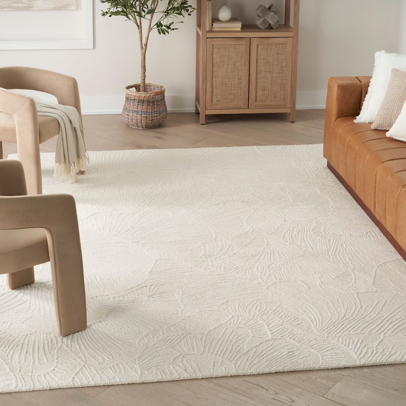 Nourison Avra Indoor only Floral Handmade Wool Area Rug - 5' 3" x 7' 3" - Ivory