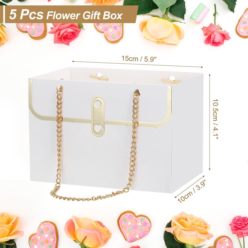Paper Flower Gift Bags, 5 Pcs Paper Bouquet Flower Bag - White