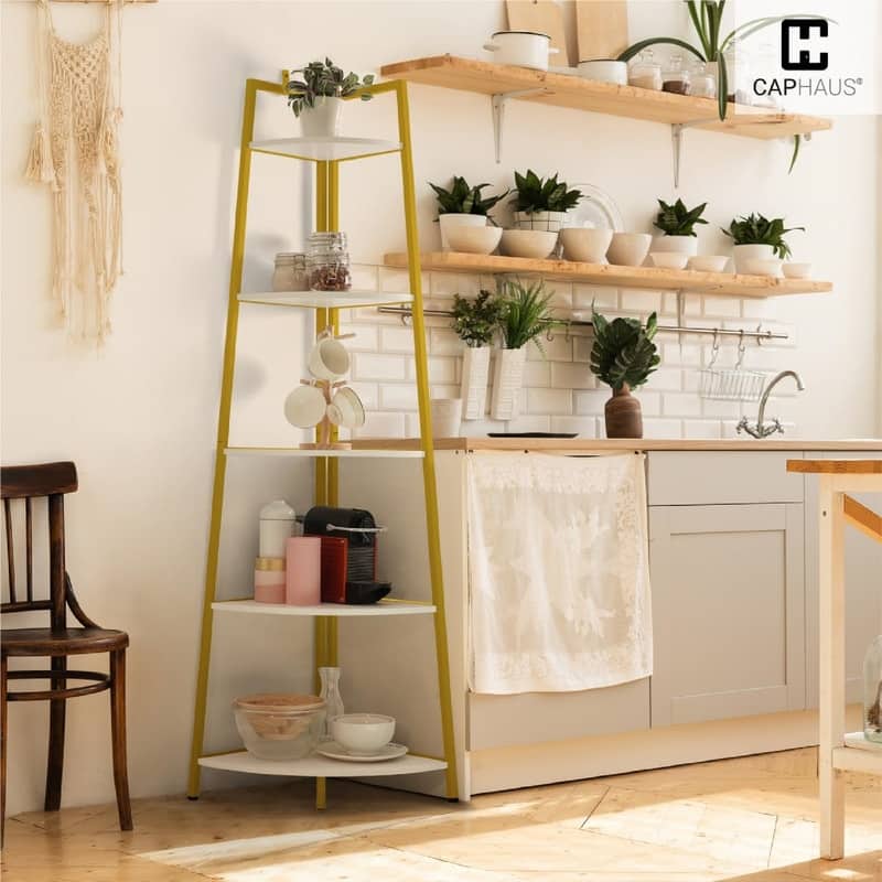 Corner Shelf Stand - 17.7"D x 17.7"W x 70"H