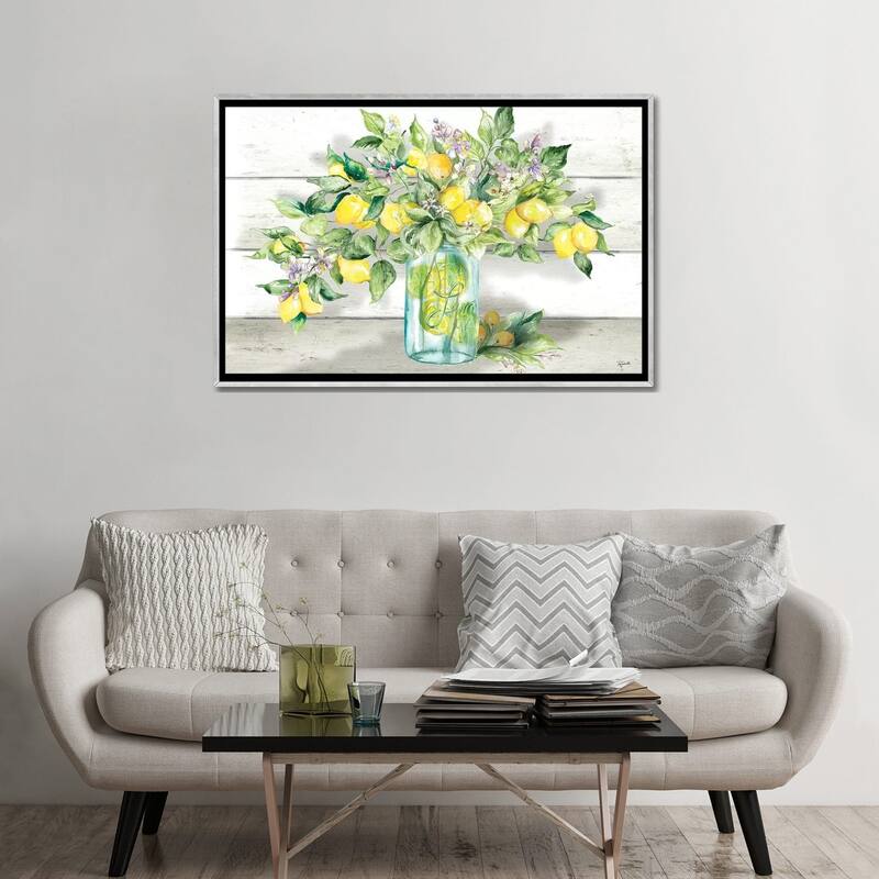 iCanvas "Watercolor Lemons in Mason Jar Landscape" by Tre Sorelle Studios Framed