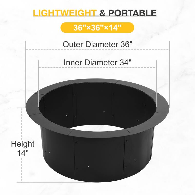 Aoodor 36 Inch Metal Fire Pit Ring - 36"
