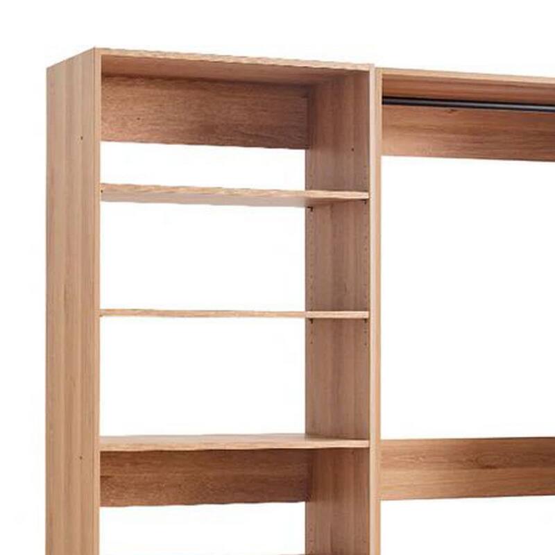 Dee Modular Closet System, 2 Clothing Racks, 2 Drawers, 6 Shelf, Brown Wood