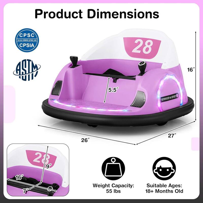 Electric Kids Bumper Car w/Parental Remote Baby Bumper Car