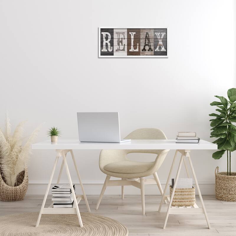 Stupell Rustic Bathroom Relax Letters Framed Giclee Art Design By Susan Arnot