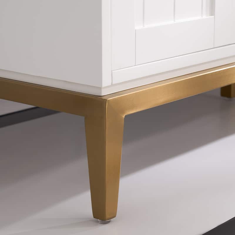 35''H Solid Wood Bath Vanity with Stain-resistant Carrera White Quartz Top and Sink