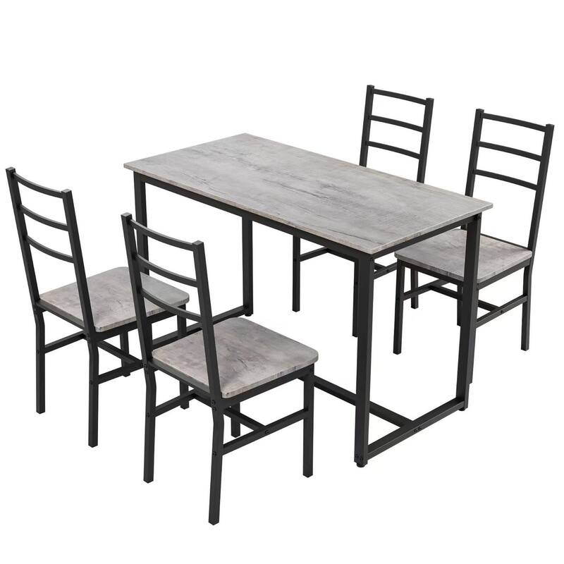 Dining Table Set for 4, Wood Kitchen Table Chairs Set, Space-Saving Design, Modern 5-Piece Dinette Set for Kitchen