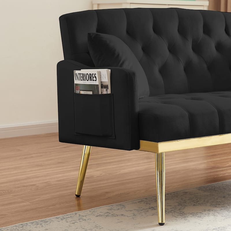 55.5" Velvet 2-Seater Sofa with 2 Pillows, Contemporary Design, and Easy Assembly
