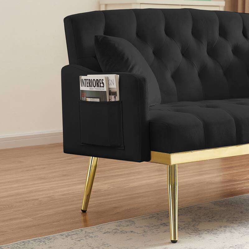 55.5″ Velvet 2-Seater Sofa with 2 Pillows, Contemporary Style & Easy Assembly