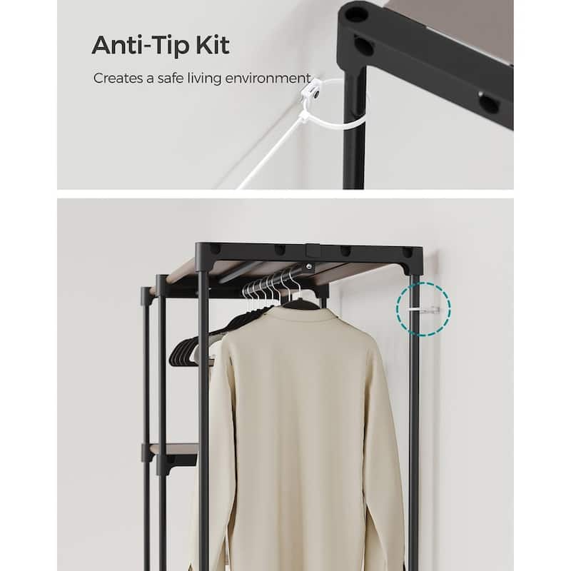 Freestanding Closet Organizer with Adjustable Shelves, Dual Hanging Rods and Storage Drawers