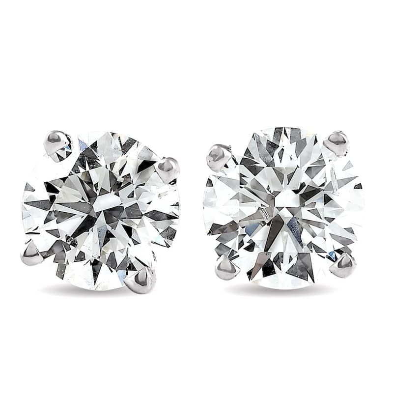 3 CT Round Lab Grown Diamond Screw Back Studs White Gold