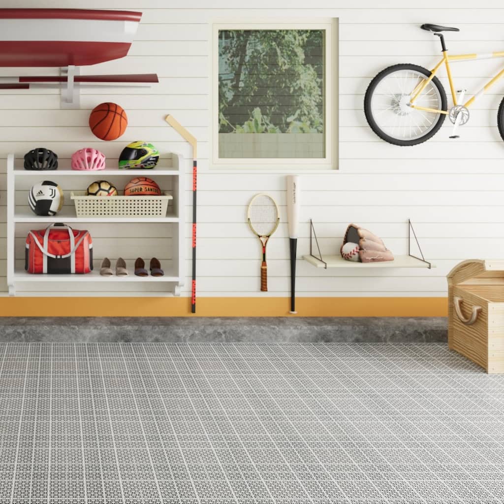12"x12" Gray Interlocking Deck Tiles - Waterproof, Anti-Slip, All-Weather Outdoor Flooring