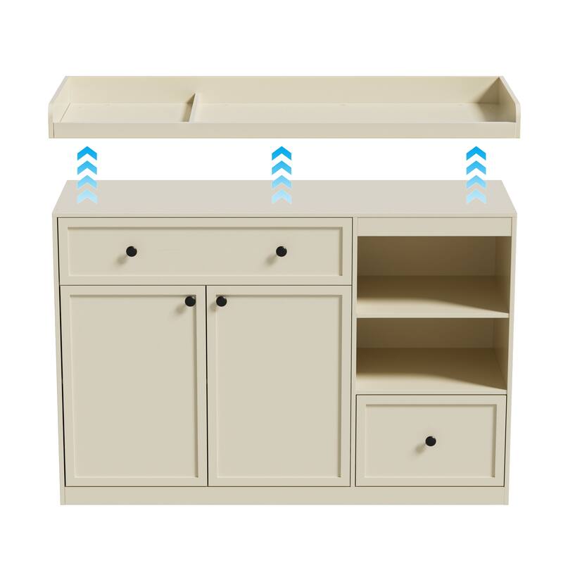 Changing Table Dresser with Drawers and Shelves
