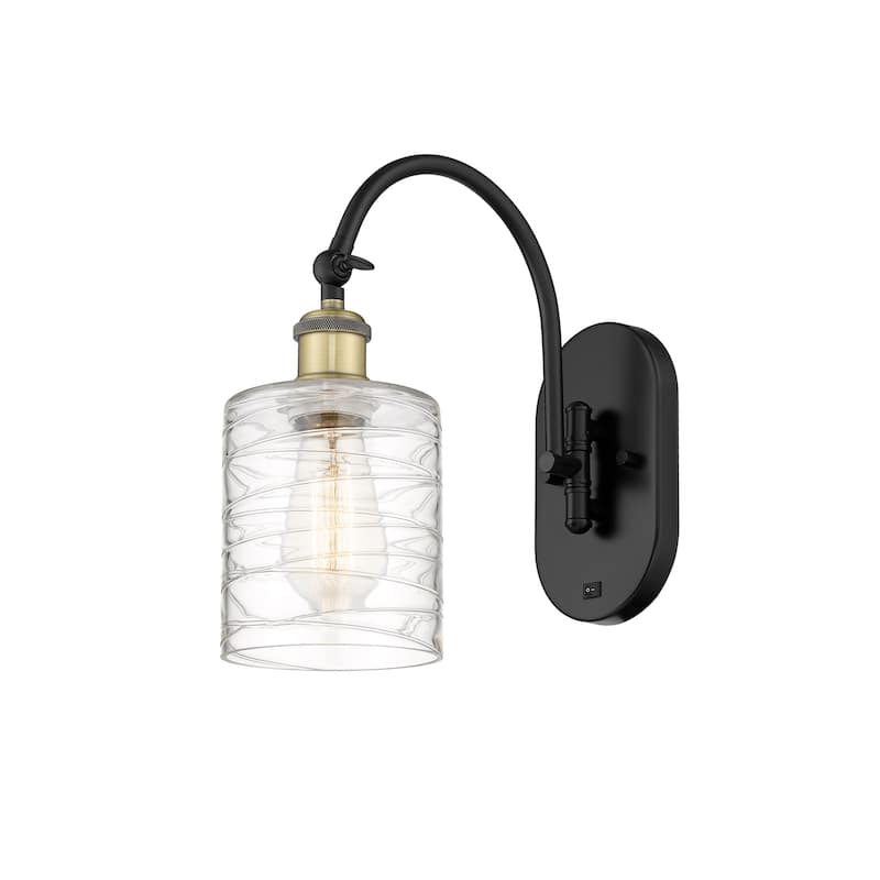 Innovations Lighting 518-1W-13-6 Cobbleskill Sconce Cobbleskill 13" - Black Antique Brass / Deco Swirl