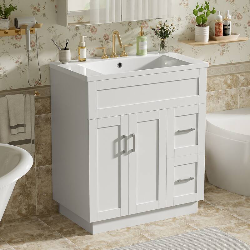 30" Bathroom Vanity Set / 60" Double Bathroom Vanities with SMC Resin Sinks
