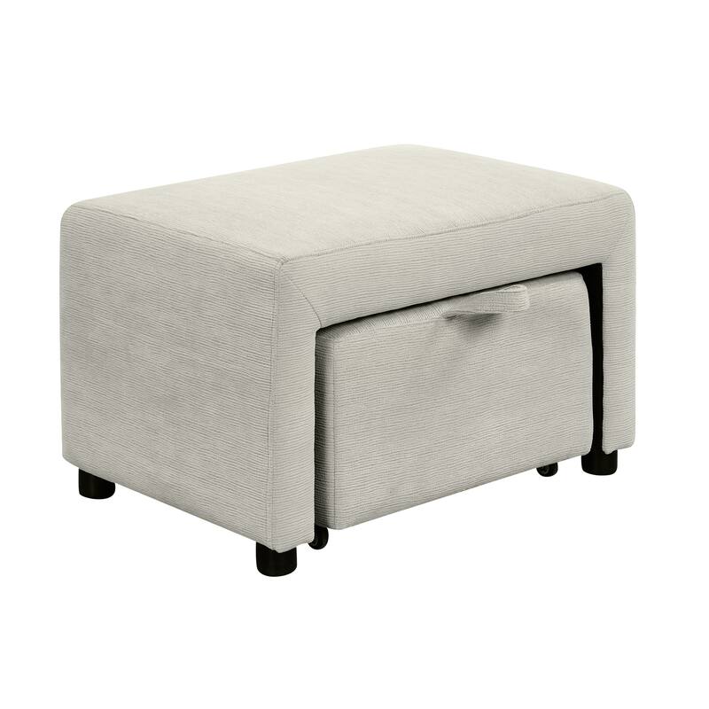 86.6" Chenille L-Shape Sleeper Sectional 4-Seat Convertible Sofa with Ottoman, USB Ports and Cup Holders