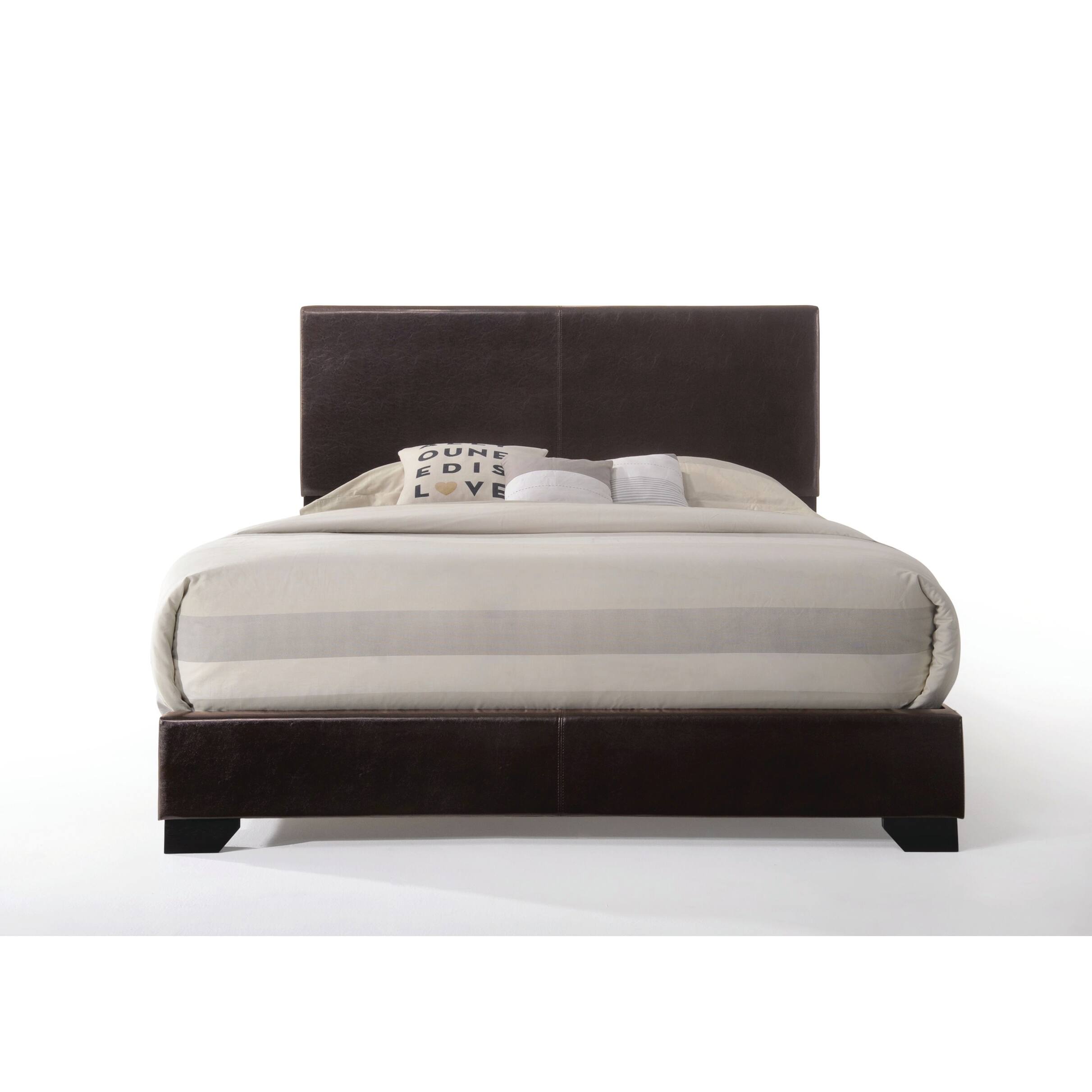 King Size Contemporary Black PU Leather Bed with Attached Fully Padded