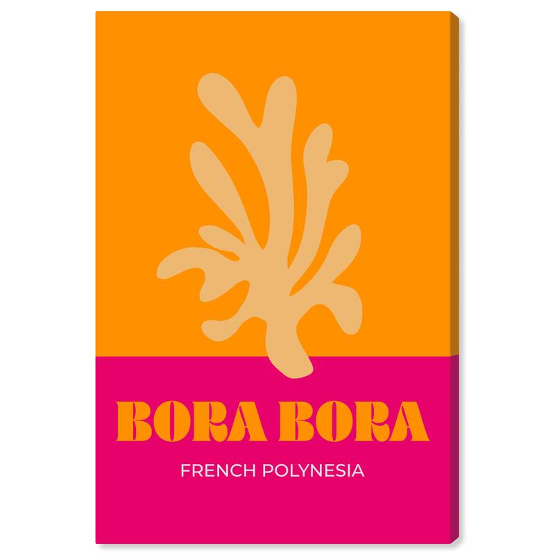 Wynwood Studio Canvas Typography and Quotes Travel to Bora Bora Orange Nautical & Coastal Wall Art Canvas Print - 36 x 24