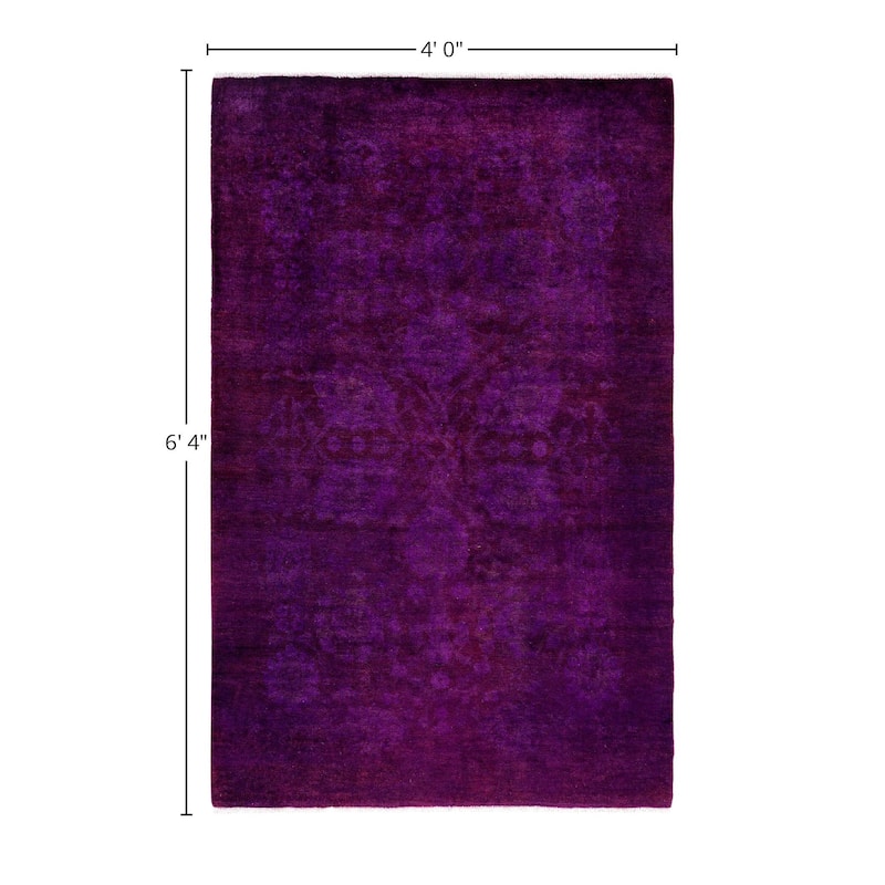 Overdyed One-of-a-Kind Hand-Knotted Area Rug - Purple - 4' 0" x 6' 4"