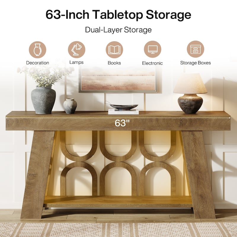 63" Console Table with Arched Legs