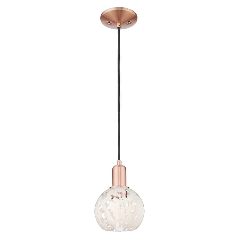 Innovations Lighting Endless Possibilities Arcadia - White Mouchette - 1 Light 6" Cord Hung Mini Pendant - Antique Copper