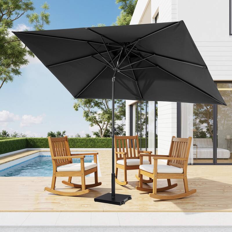 Pellebant Outdoor Patio 10 X 6.5 FT Double Top Market Umbrella with Wheels Base Stand
