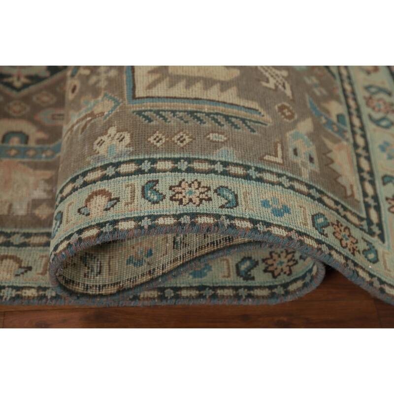 Geometric Tabriz Persian Vintage Accent Rug Hand-Knotted Wool Carpet - 2'7" x 4'10"
