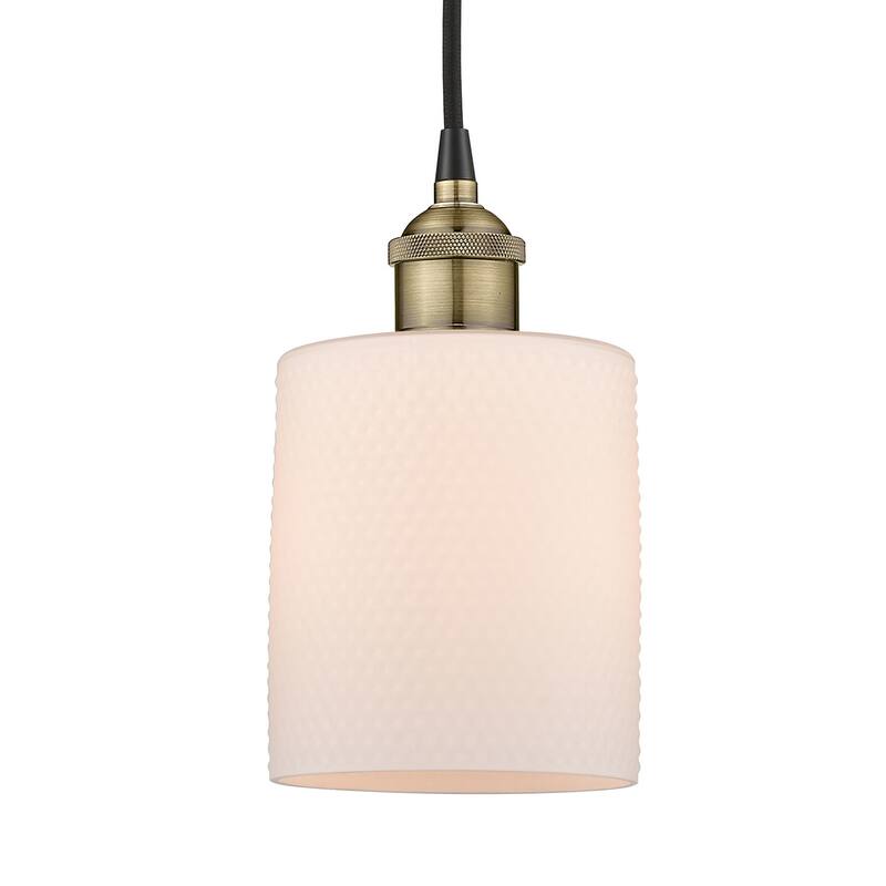 Innovations Lighting 616-1P-10-5 Cobbleskill Pendant Cobbleskill 5" - Black Antique Brass / Matte White
