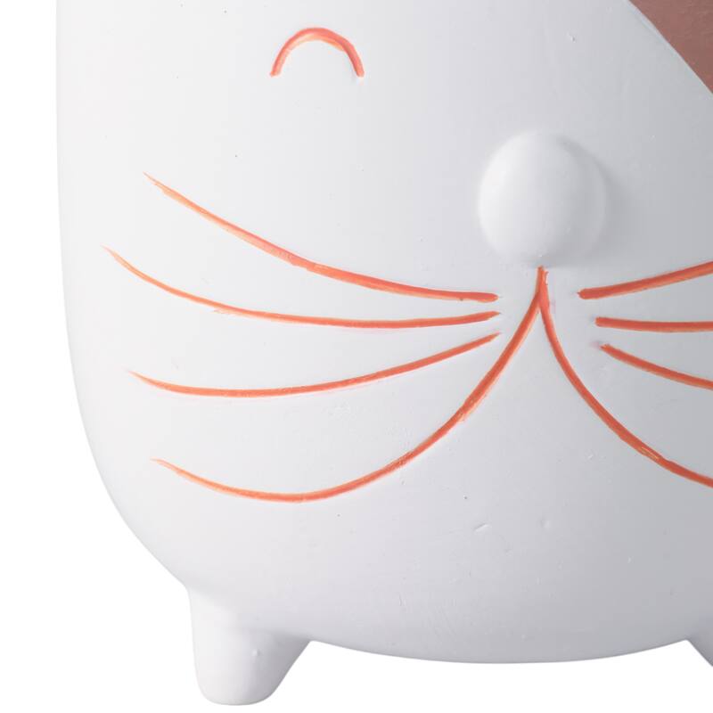 Ceramic Decorative Planter Kitty Whiskers Footed - 6" White/Tan - 6" x 6" x 6"
