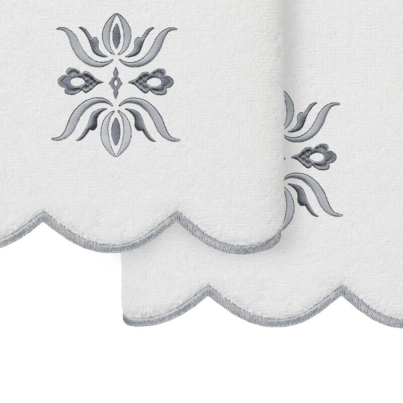 Authentic Hotel and Spa 100% Turkish Cotton FLOWER CREST Scallop Towel Collection