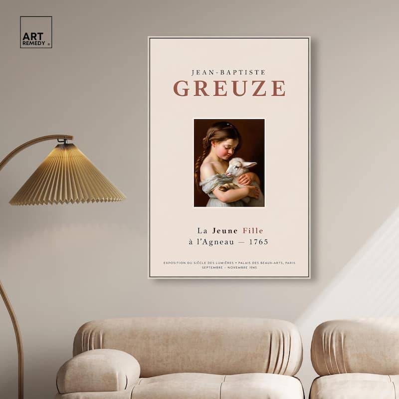 Girl and Her Lamb Canvas by Art Remedy
