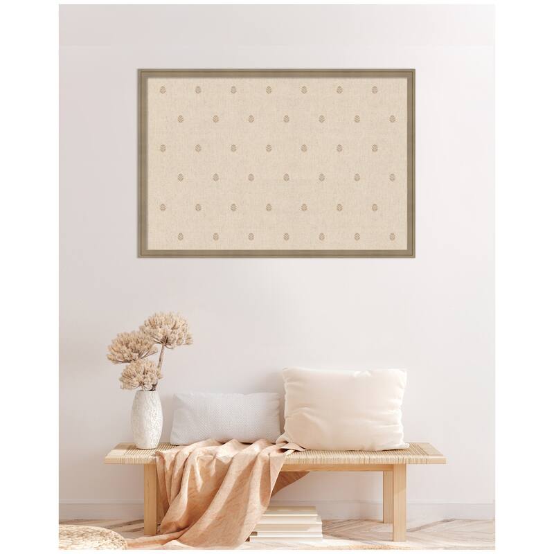 Kate and Laurel Pinboard Beige Botanical Block Print