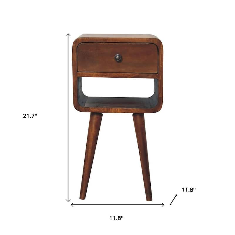 HomeRoots 22" Chestnut Solid Wood One Drawer Nightstand