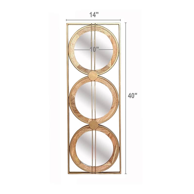 3 Mirror Piece Wall Mirror with Gold Rectangular Frame