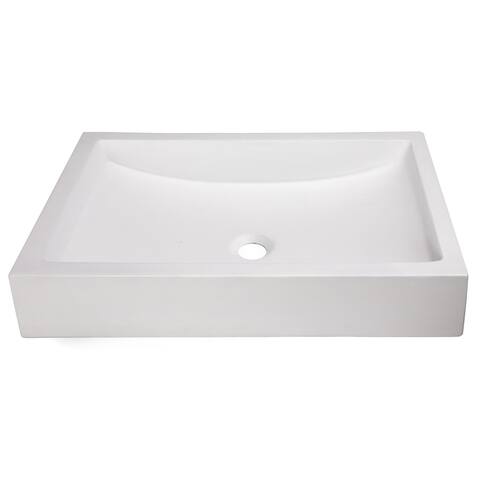 22-in. Shallow Wave Concrete Rectangular Vessel Sink - White