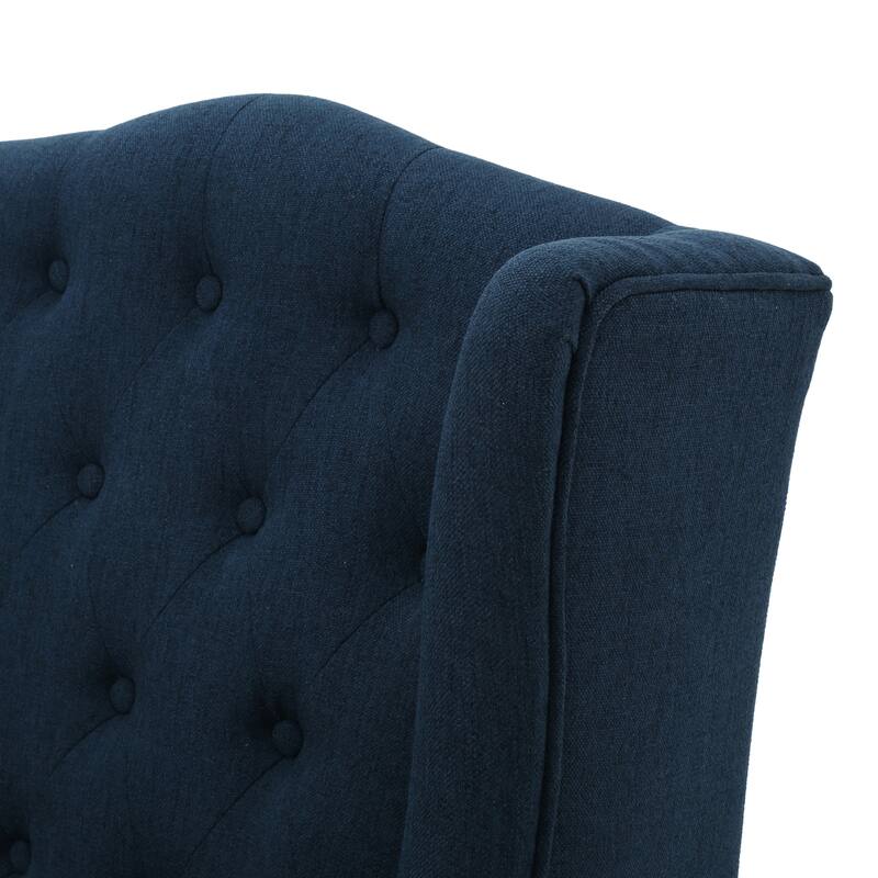 Contemporary Design Upholstered Wingback Chair, Hi-back Club Chair with Wood Legs