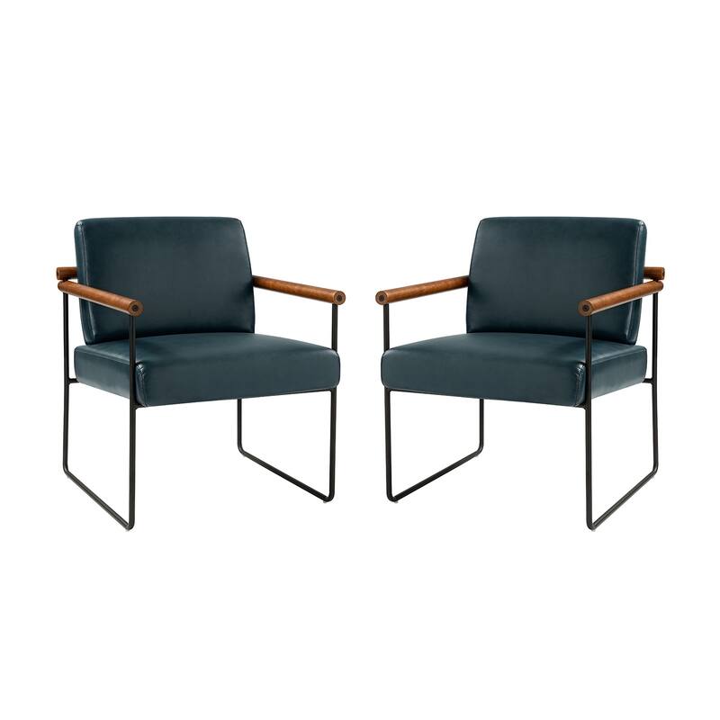 Justo Modern Accent Armchair with Metal Base and Removable Cushion Set Of 2 By HULALA HOME