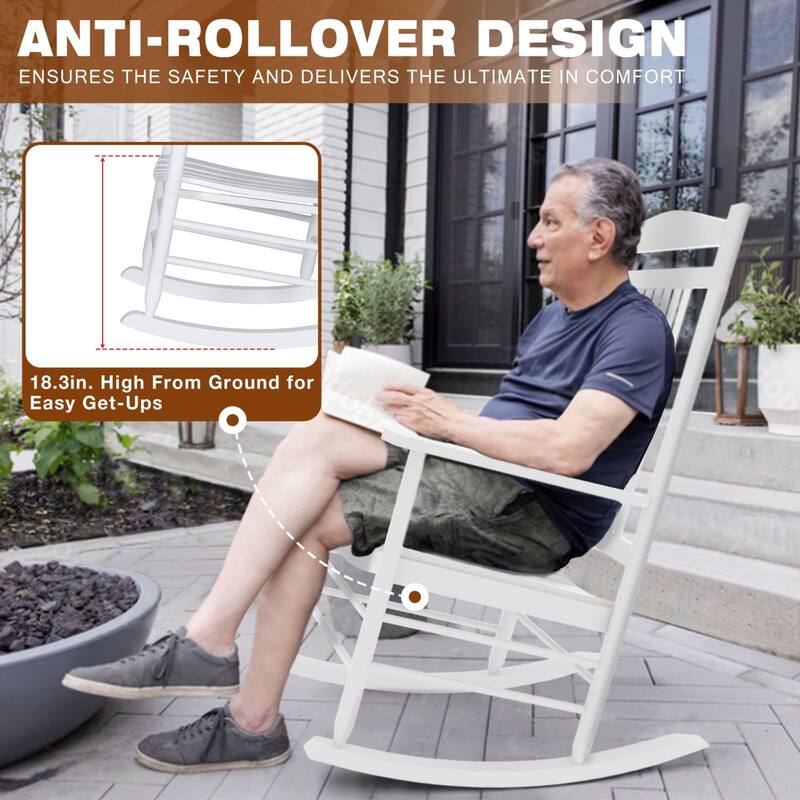 VEIKOUS 3-Piece Outdoor Rocking Chair Set with Folding Table for Patio and Porch