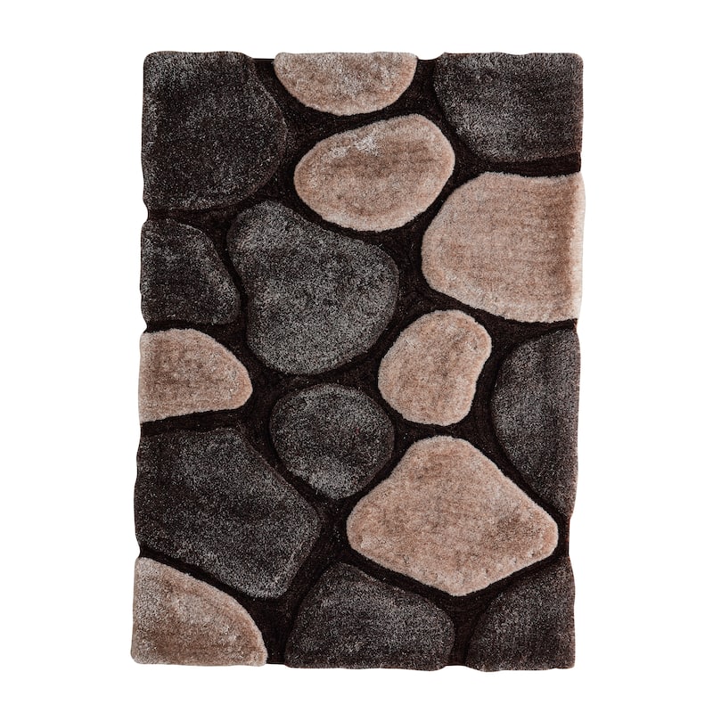 Mateos Shag Collection Stone Area Rug
