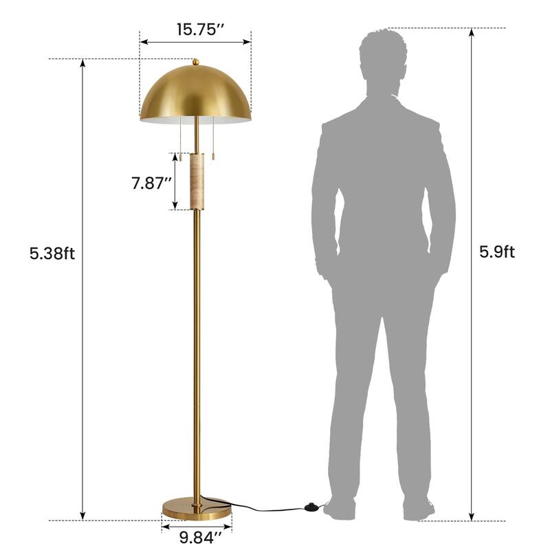 Dome Metal with Marble Base LED Table Lamp Classic Glam Bedside Lamp