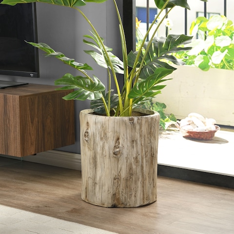 FirsTime & Co. Beige Carrigan Log Indoor and Outdoor Planter, Faux Wood