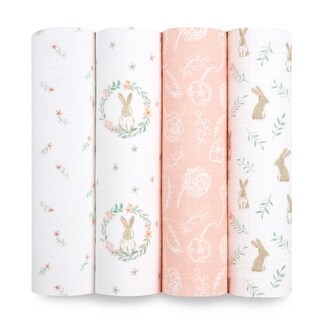 aden + anais essentials cotton muslin swaddle blanket 4 pack blushing bunnies