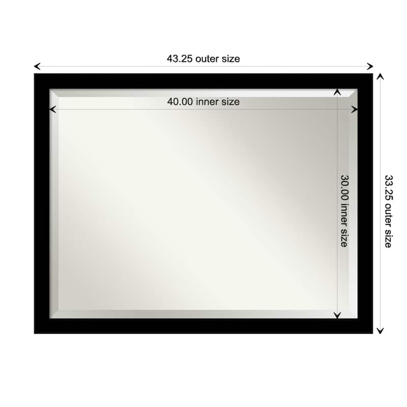 Brushed Beveled Framed Bathroom Vanity Wall Mirror - Brushed Black - Glass Size 40x30