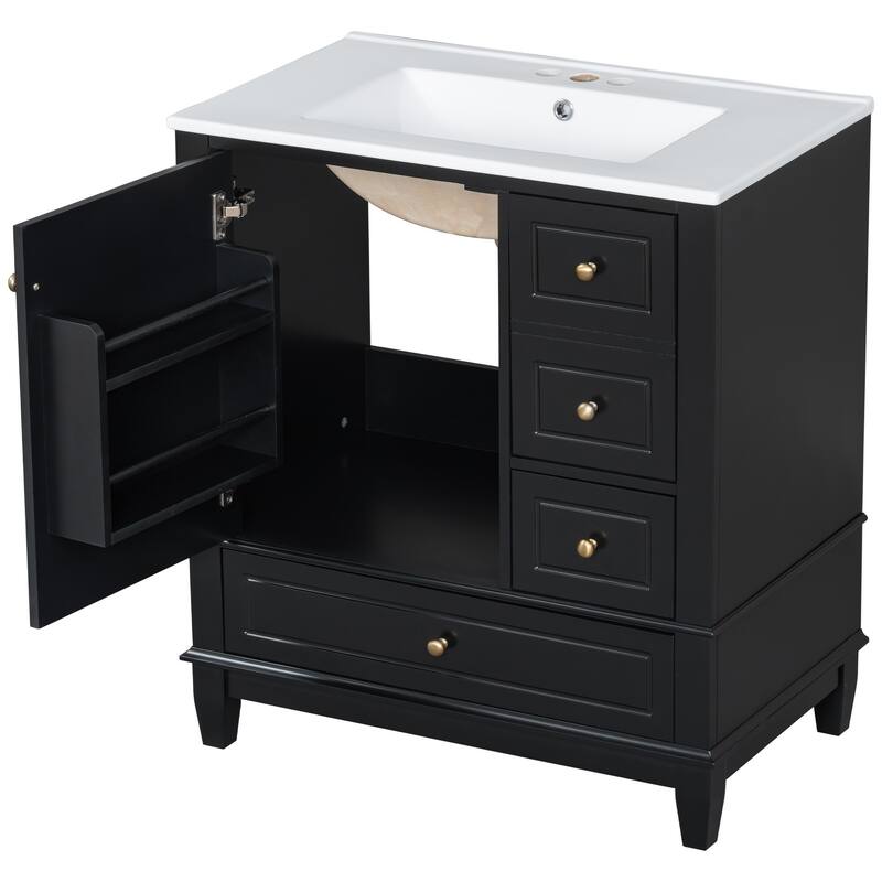 30"Freestanding Bathroom Vanity with Ceramic Sink
