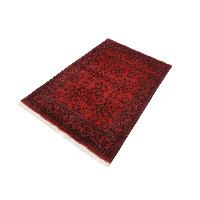 Rustic Biljik Khal Mohammadi Joy Red/Black Rug - 4'2'' x 6'4''