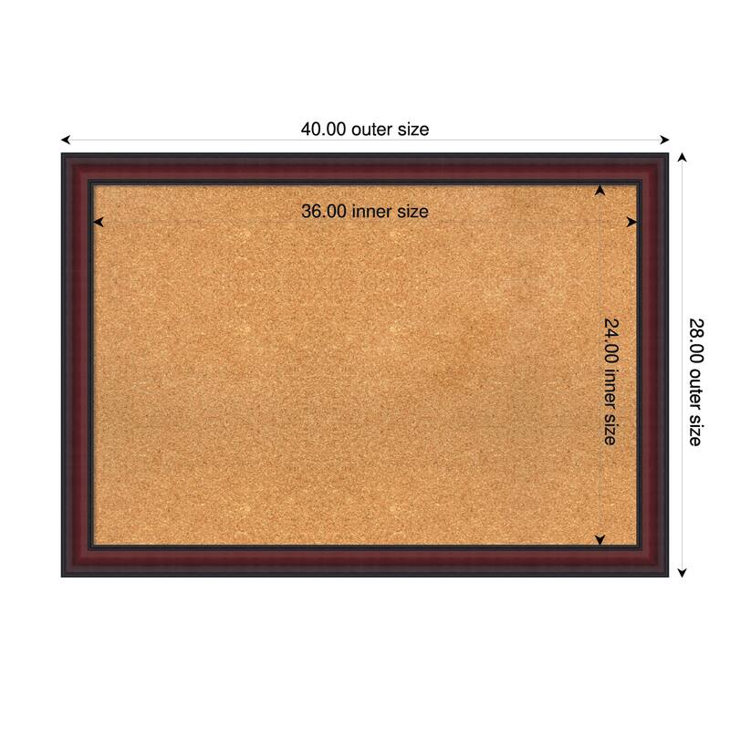 Dalat Cherry Framed Cork Board - Bulletin Board, Organization Board, Pin Board - Natural - 40 x 28 in