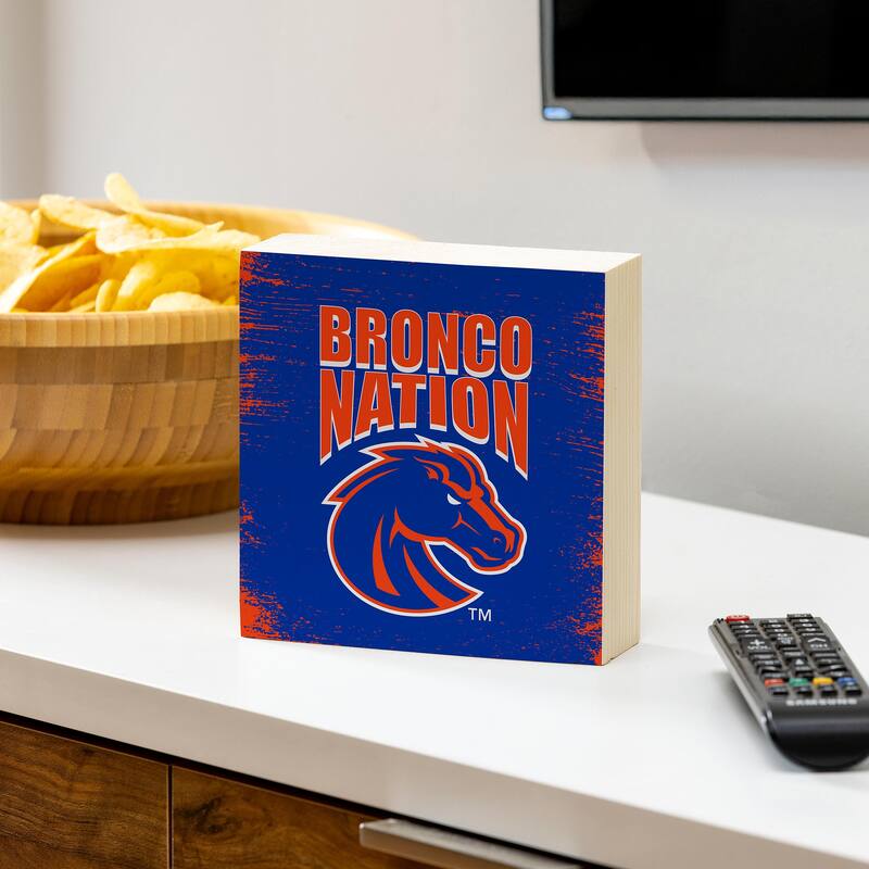 Boise State University Wooden Tabletop Mantel Shelf Sign - 6" x 6"