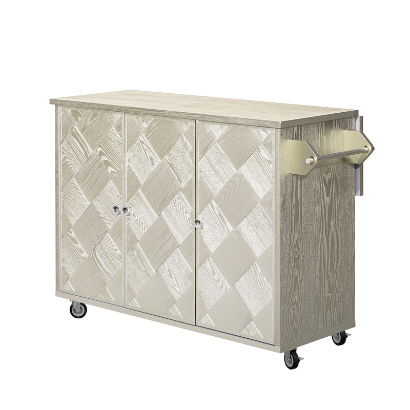 51.2"W Ash Veneer (Not Cheap Paper) Solid Wood Handwoven Kitchen Island with Drop Leaf, Coastal Kitchen Island on Wheels