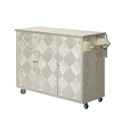 51.2"W Kitchen Island on Wheels with Drop Leaf, Rolling Kitchen Cart with Towel Rack