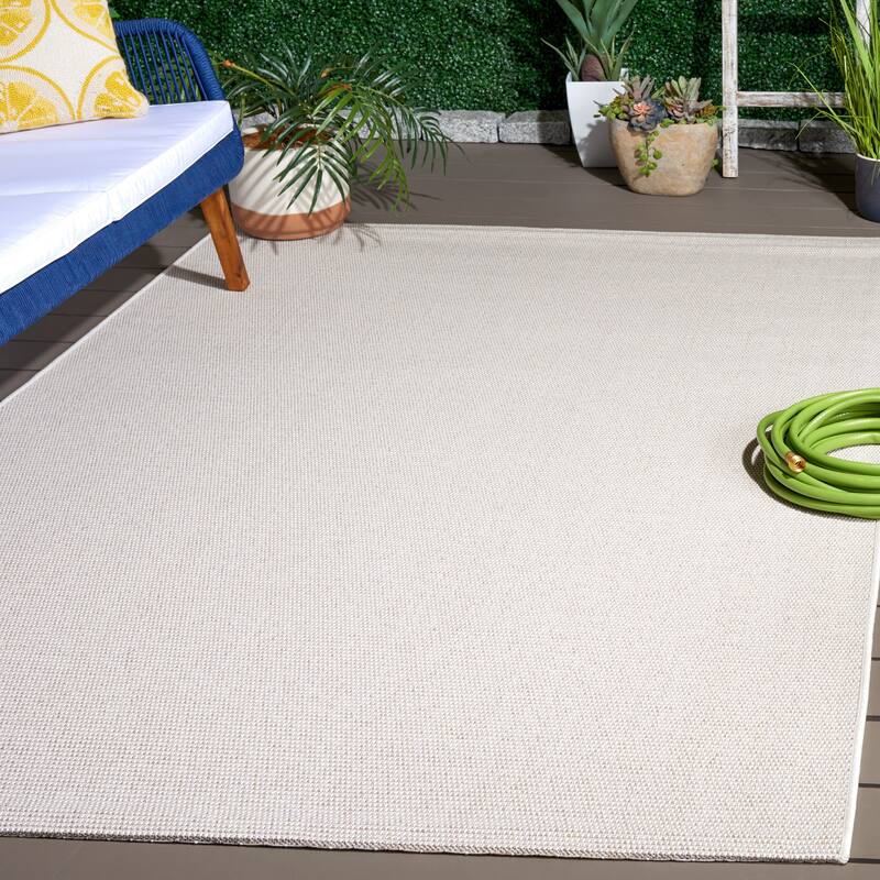SAFAVIEH Sisal All-Weather Ajrie Indoor/Outdoor Waterproof Patio Backyard Rug - 6'7" x 9'6" - Ivory/Beige