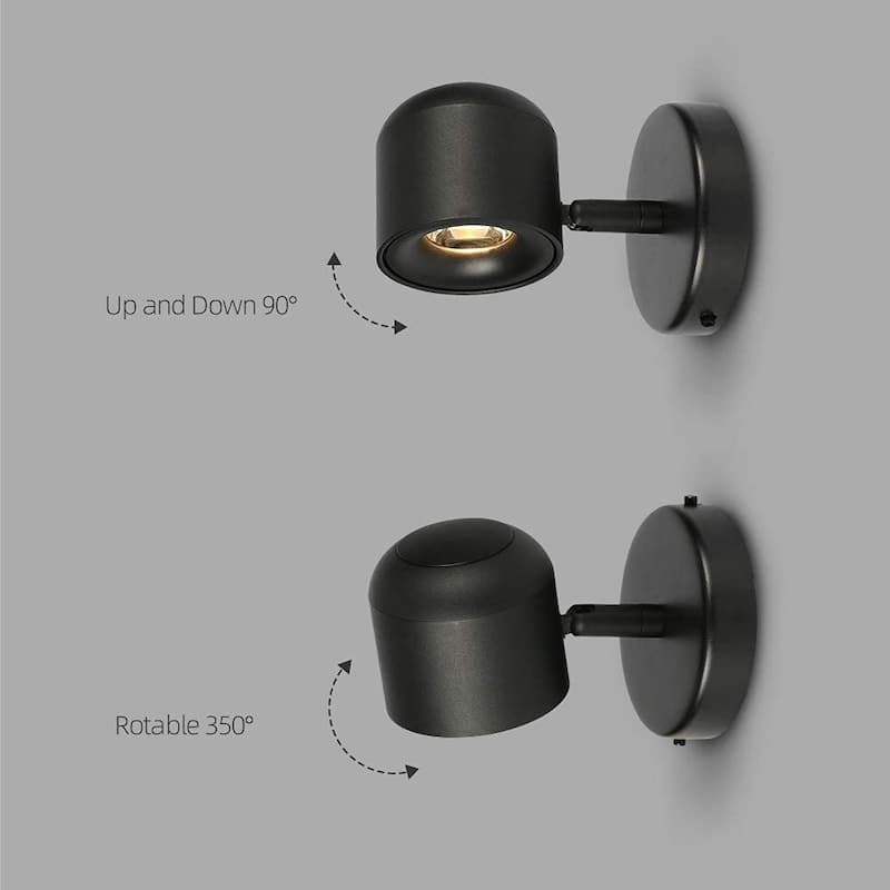 Modern Adjustable Wall Sconce Black Led Aluminum Bedside Reading Lighting